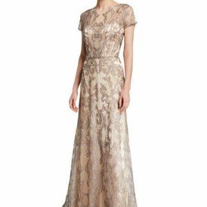 J.S Collections Size 4 Chevron Embroidered Dress Gown Msrp $415.00